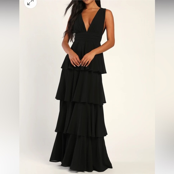 NWOT Lulus Amazing Evening Black Tiered Maxi Dress - Picture 3 of 10